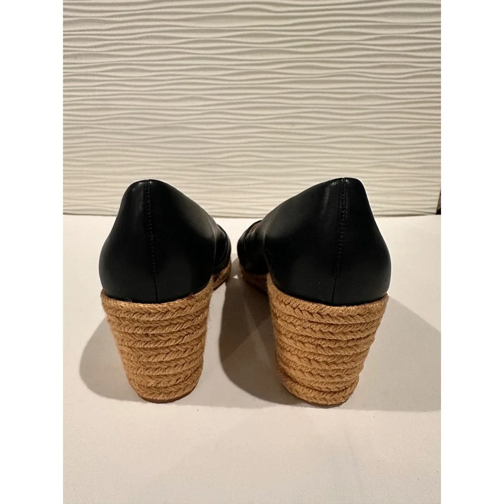Jack Rogers Espadrille Wedge Sandals Womens 7.5M Navy Blue Leather Crisscross
